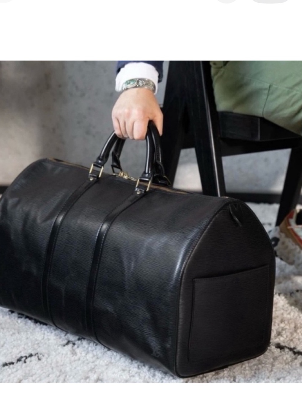 Authentic Louis Vuitton unisex Keepall 50 travel bag black Epi leather M42962